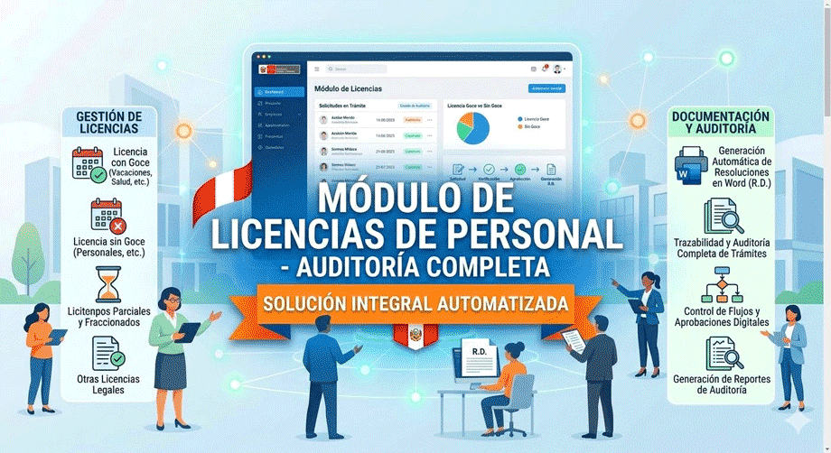 Vista del sistema — módulo de licencias de personal
